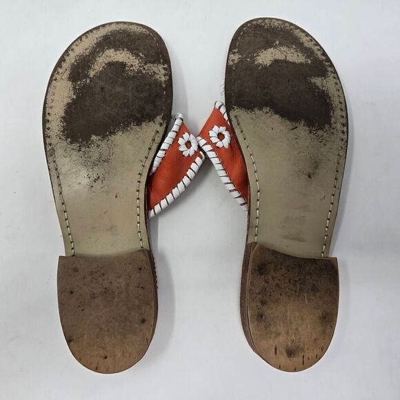 JACK ROGERS USA VINTAGE JACKS FLATS ORANGE WHITE WOMENS SANDALS SIZE 9 M - Picture 5 of 5